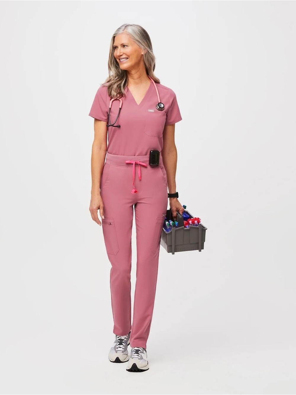 Figs Yola High-Rise Slim Scrub Pant in Desert Rose